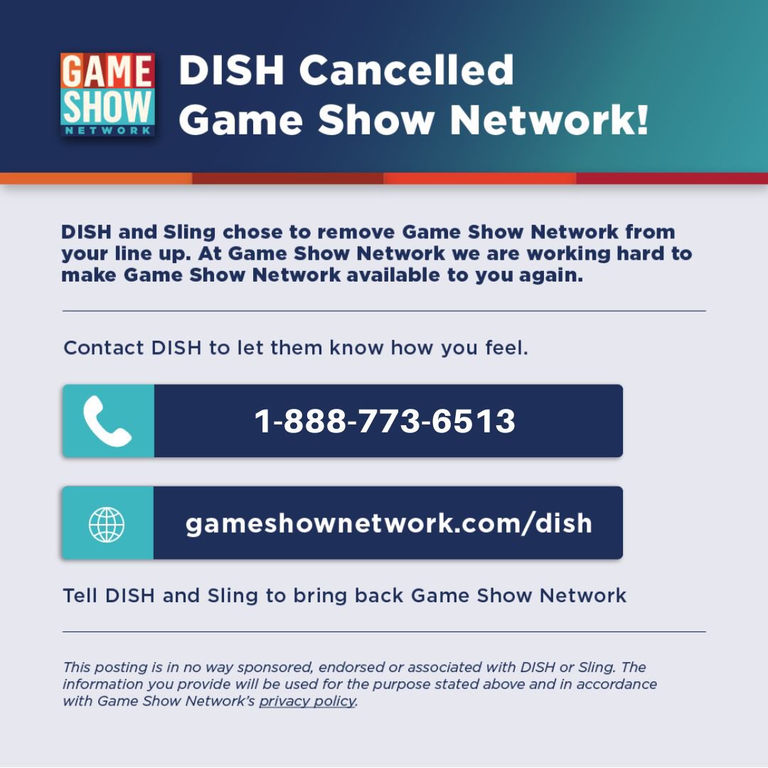 Game Show Network on Twitter "dish and Sling cancelled Game Show Network! At Game Show