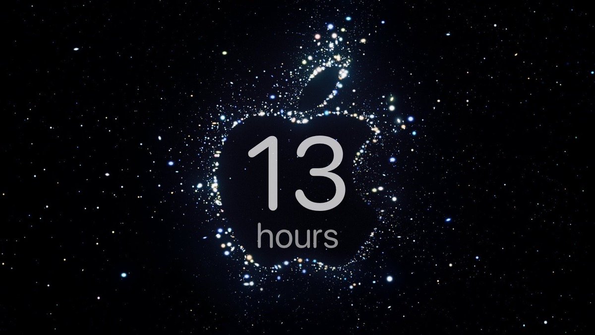 AppleEventTimer's tweet photo. 13 hours until the Apple September Event starts!

You will be able to stream it on Apple's website, on YouTube, and more.
#AppleEvent https://t.co/B4oWfD8SEo