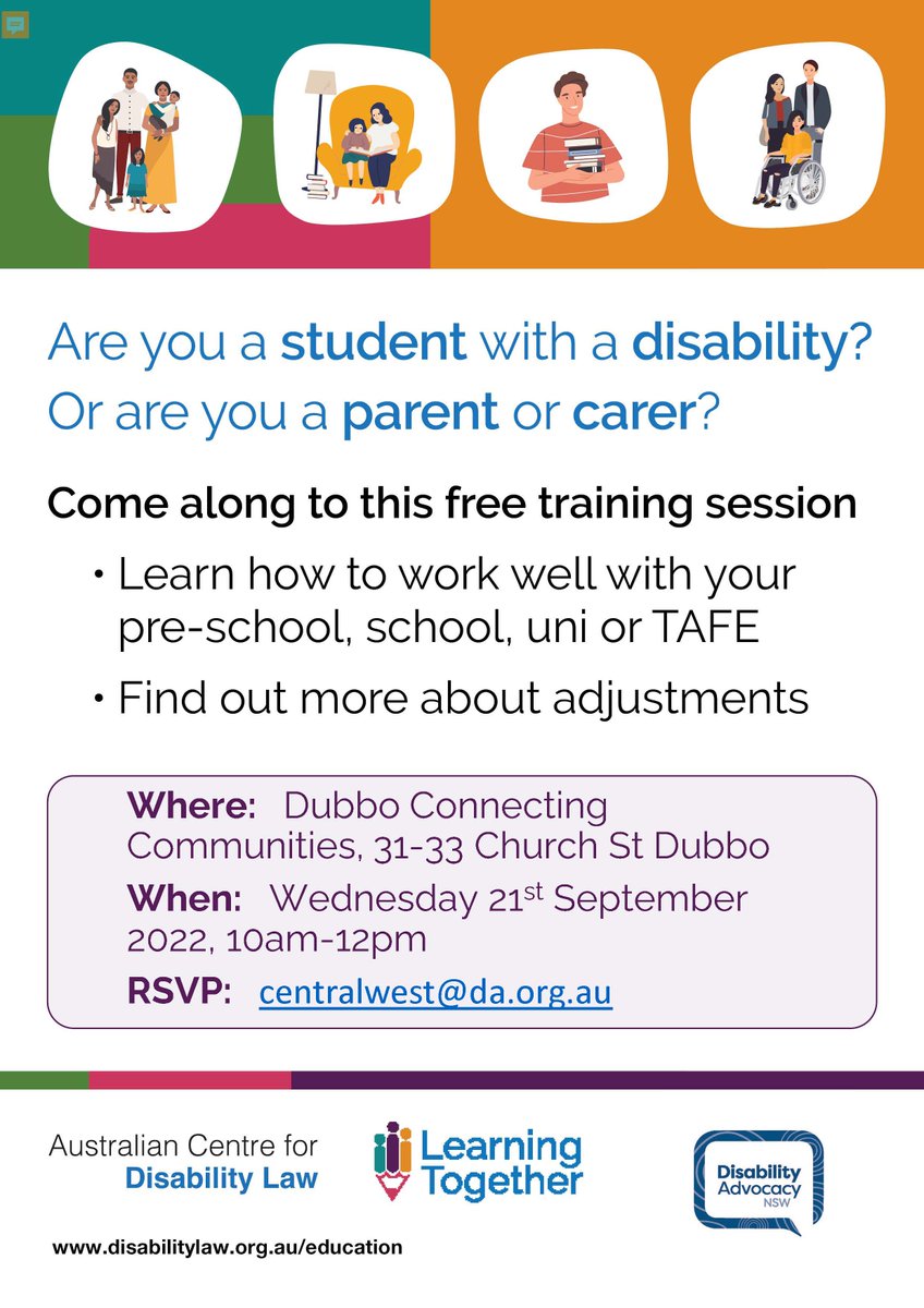 And we're also coming to Dubbo! Free training for students with disability and their families with <a href="/advocacynsw/">Disability Advocacy</a>