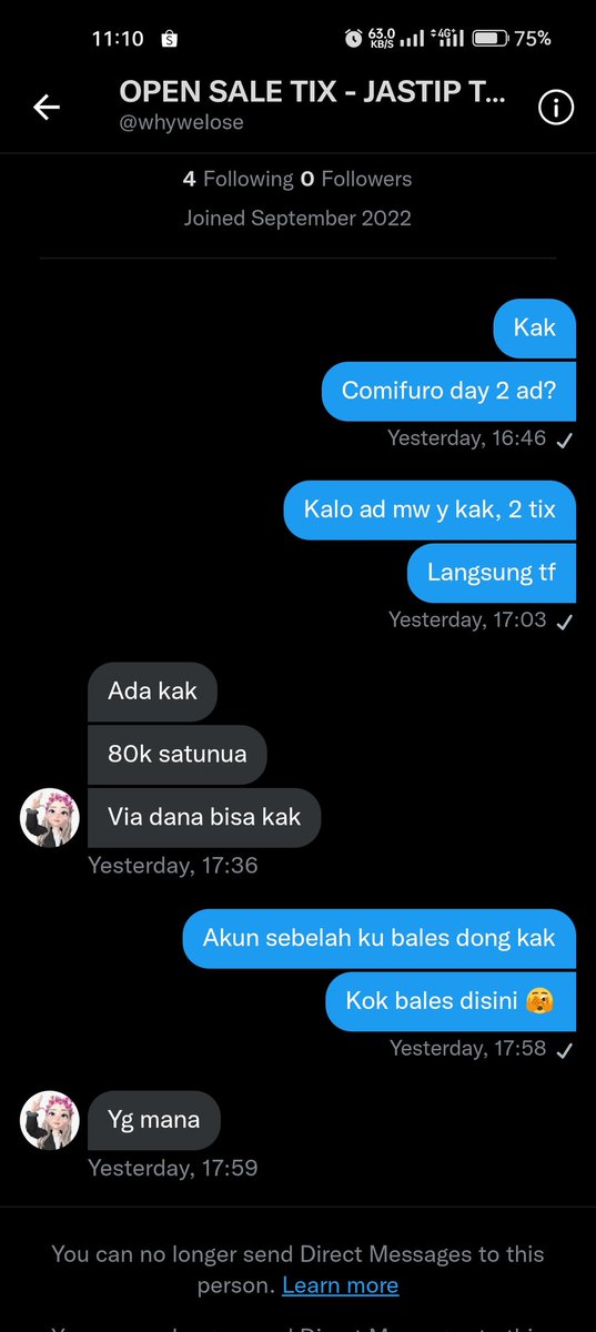 thetorturedp0et's tweet image. #zonaba #zonauang titip hs

Akun penipu jual tiket jangan mau gais udah ketipu 240k wkwkwkw

@Iucunyak @whyweIose nanti paling ganti usn lagi. Ati ati ya