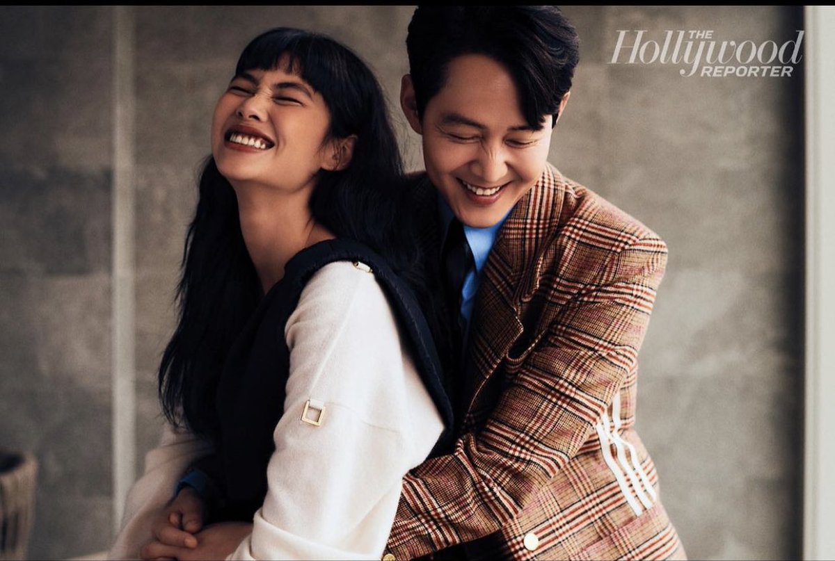 nancywyuen's tweet photo. Look at these two adorable friends and soon-to-be #Emmy winners 🤞🏼come 9/12. Lee Jung-jae and Jung Ho-yeon for @THR. #SquidGame https://t.co/St4cxTmaYm