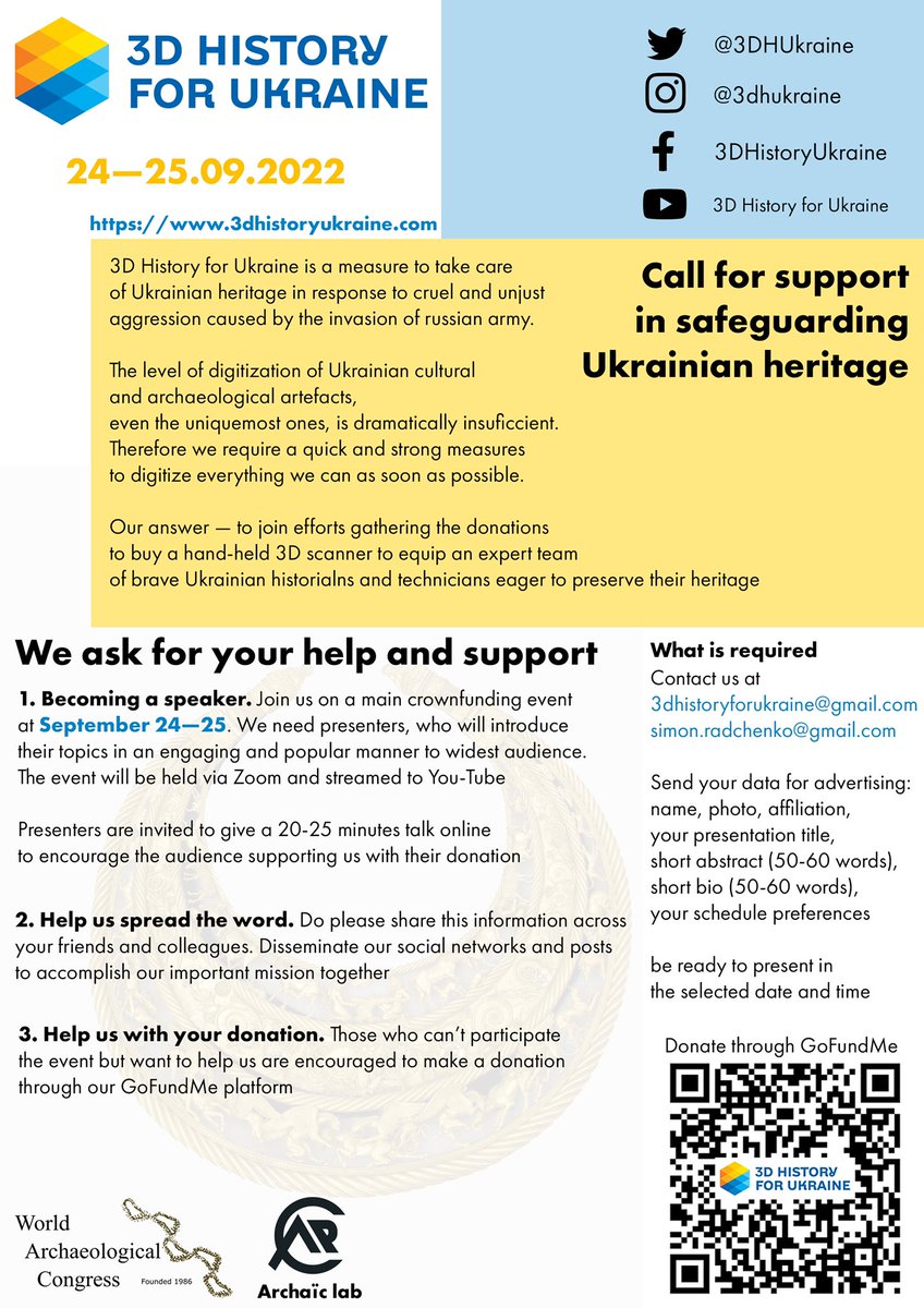 NicolaLercari's tweet photo. Call for support to digitise #UkrainianHeritage in 3D. Event with guest speakers and #GoFundMe campaign https://t.co/uDcrnJ5Xx5