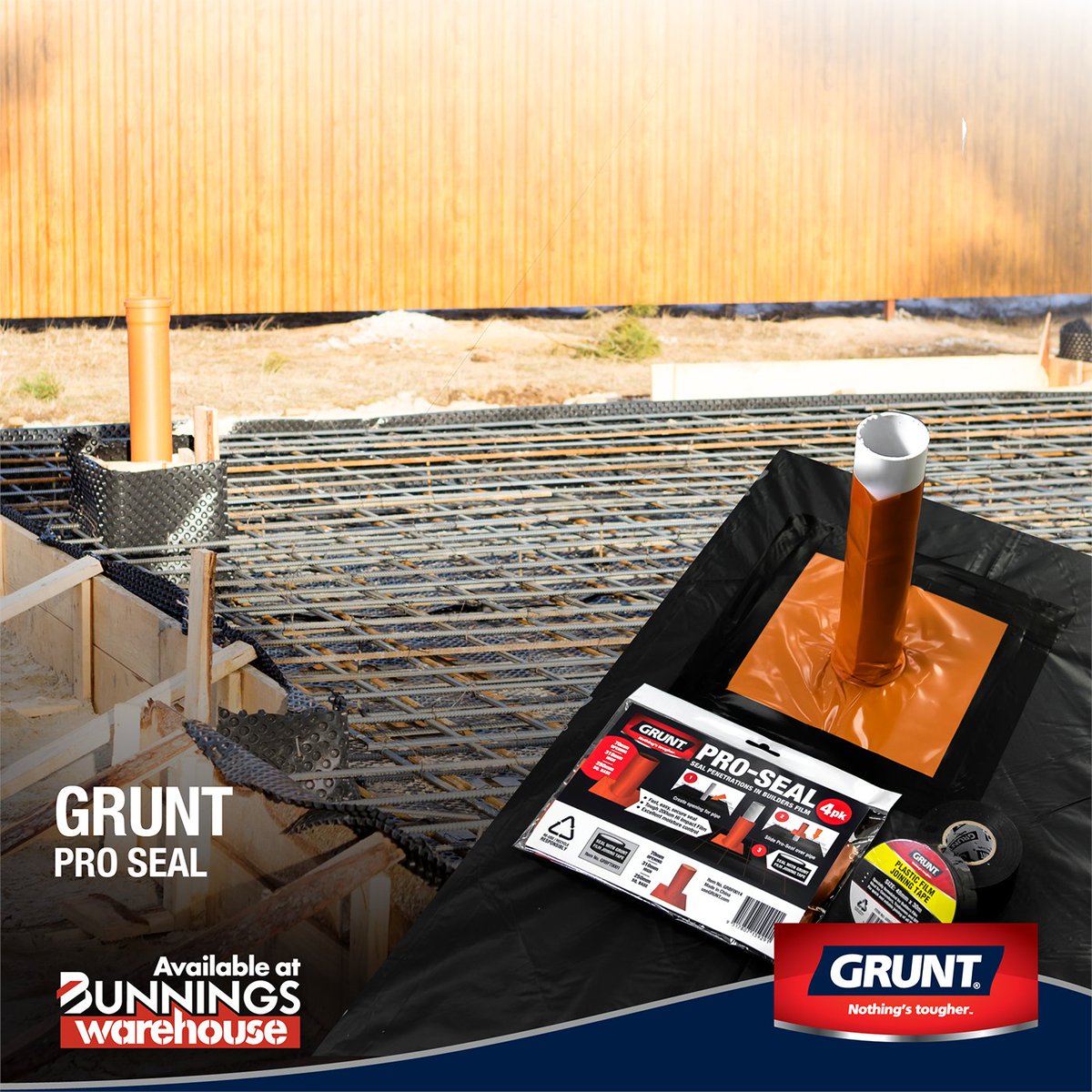 usegrunt's tweet photo. GRUNT Pro-Seal is the easiest and professional way to create a moisture proof seal in builders film. Save time and money with GRUNT Pro-Seal. Fast, tough and effective.

Available now at Bunnings Warehouse.

#nothingstougher #GRUNTtips #bunningswarehouse #bunnings https://t.co/Ju27hItHDN