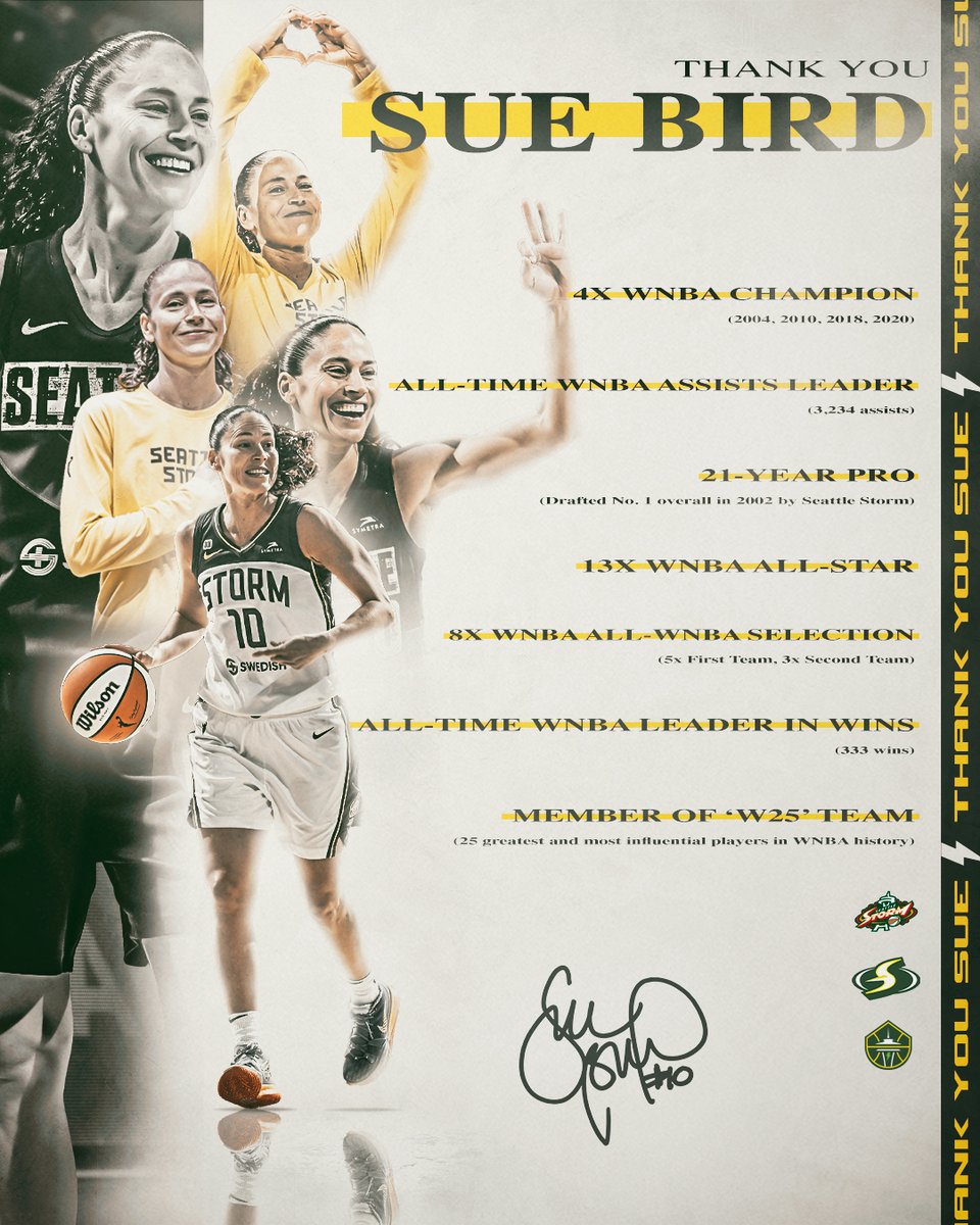 We've been so lucky to watch you for 21 years. 

Thank you, Sue. 

💚💛 Love, Seattle

#ThankYouSue x #TheFinalFlight