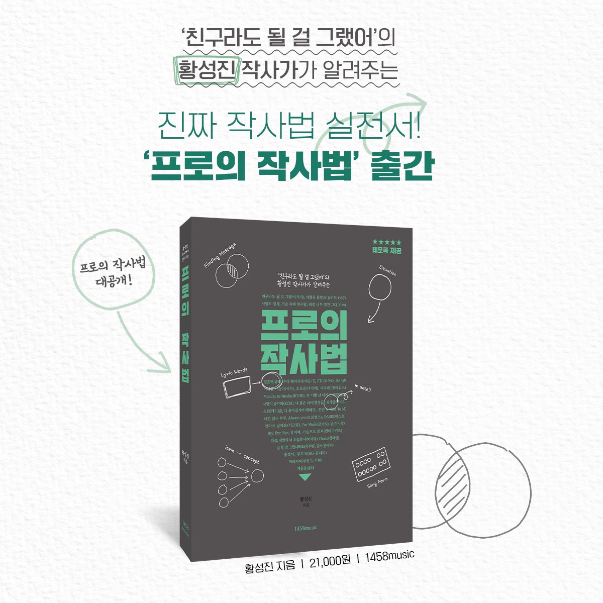 gudworld's tweet photo. ‘프로의작사법’을 출간 하였습니다. 이제 상의는 안할렵니다.. 왜냐하면 이 책에 모든것을 담았���든요!! #작사 #작사법 #프로의작사법 https://t.co/UamQx3Hfp7