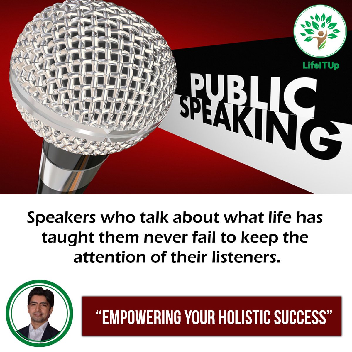 If you can speak, you can influence. If you can influence, you can change lives.” 
lifeitupglobal.com
.
.
.
#KapilTuli #PublicSpeaking #CareerGrowth #SuccessMindset #Intelligence #Sales #Nohindrance #SpeakwithConfidence #GrowthMindset #Success #PresentationSkills #Mastery
