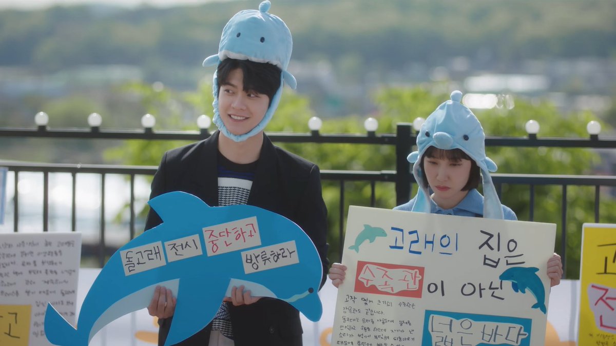 starkhoshi's tweet photo. i'm screaming shsjfh danah really told yeonghwa to support dolphins?!?! and he did... except in a different drama 😭 https://t.co/E13PskvEPl