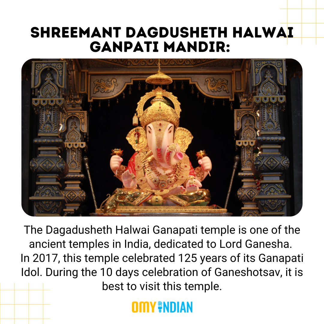omyindian's tweet photo. It was built by Shri Dagdusheth Halwai & his wife Lakshmibai when they lost their sons because of a plague epidemic.
.
.
.
#omyindian #GaneshChaturthi #GaneshChaturthi2022 #Ganesha #Ganeshotsav #GaneshUtsav2022 #GanpatiBappaMorya #Pune #India https://t.co/hdv0ZftJYi