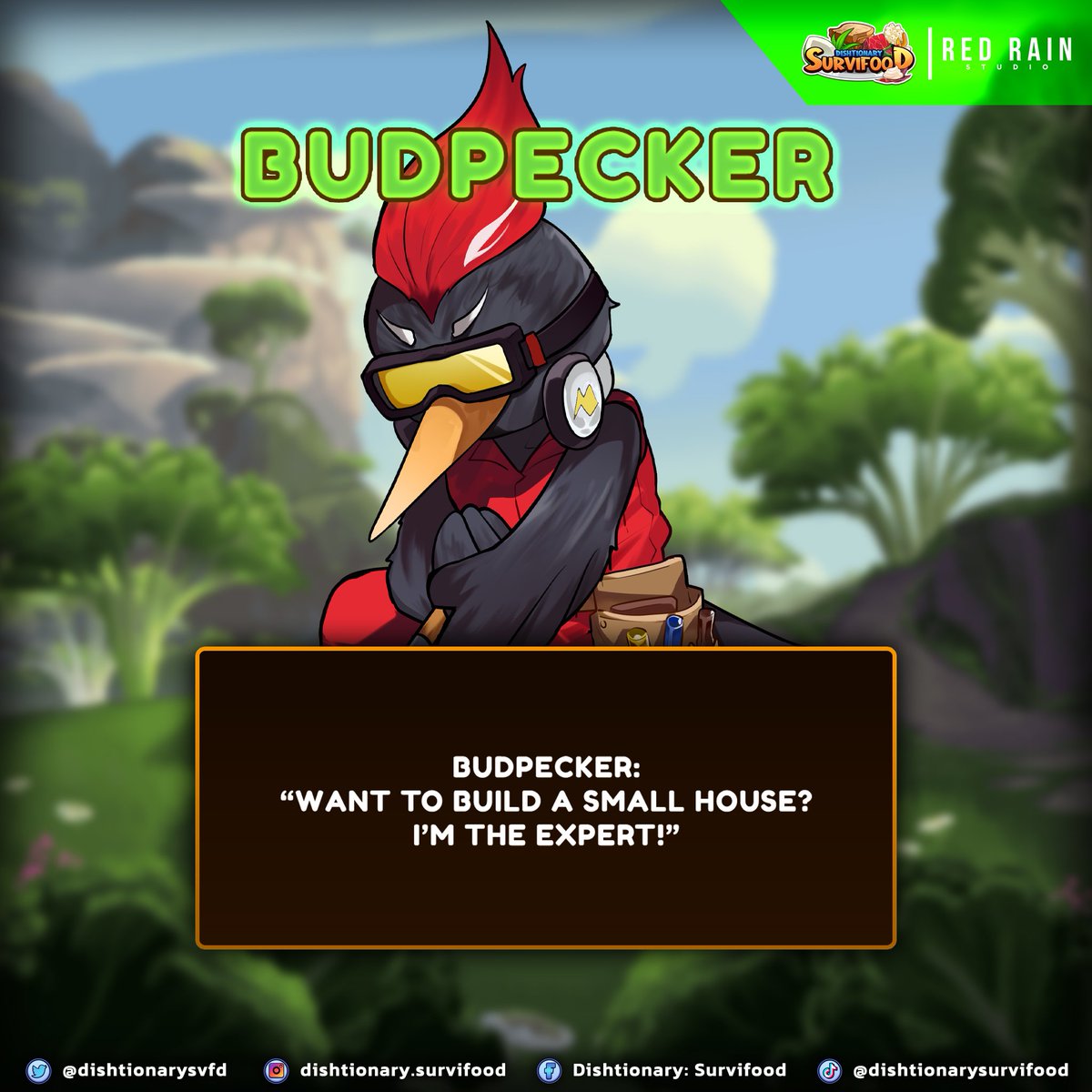 dishtionarysvfd's tweet photo. His ability to manage wood is undeniable, Budpecker is ready to help build your dream home!

#Dishtionarysurvifood #indiegame #IndieGameDev #indiegamedeveloper #gameindo #Redrainstudio #indiegamer #UpcomingGame #MobileGames #AndroidGame https://t.co/y0jLVN2eg2
