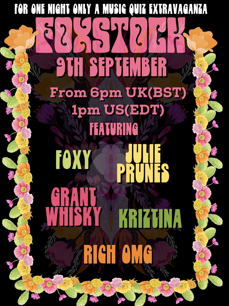 julieprunes's tweet photo. This Friday at 6pm (BST), I will be hosting a music quiz on Twitter Live as part of #Foxstock to mark my friend @finefoxyfingy birthday. Why not join in? Or at the v least troll my presentation skills…. https://t.co/lmCXJFpoUm