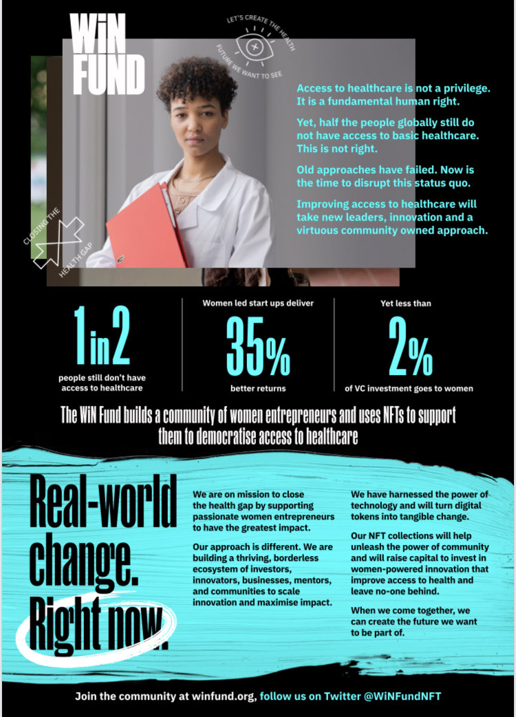 #Women #entrepreneurs get only 2% of the VC funding ! ⁦@winfundNFT⁩ is launched today to advocate equitable access to financing for women entrepreneurs &amp; invest in women led #health enterprises- initially in Africa, soon in India