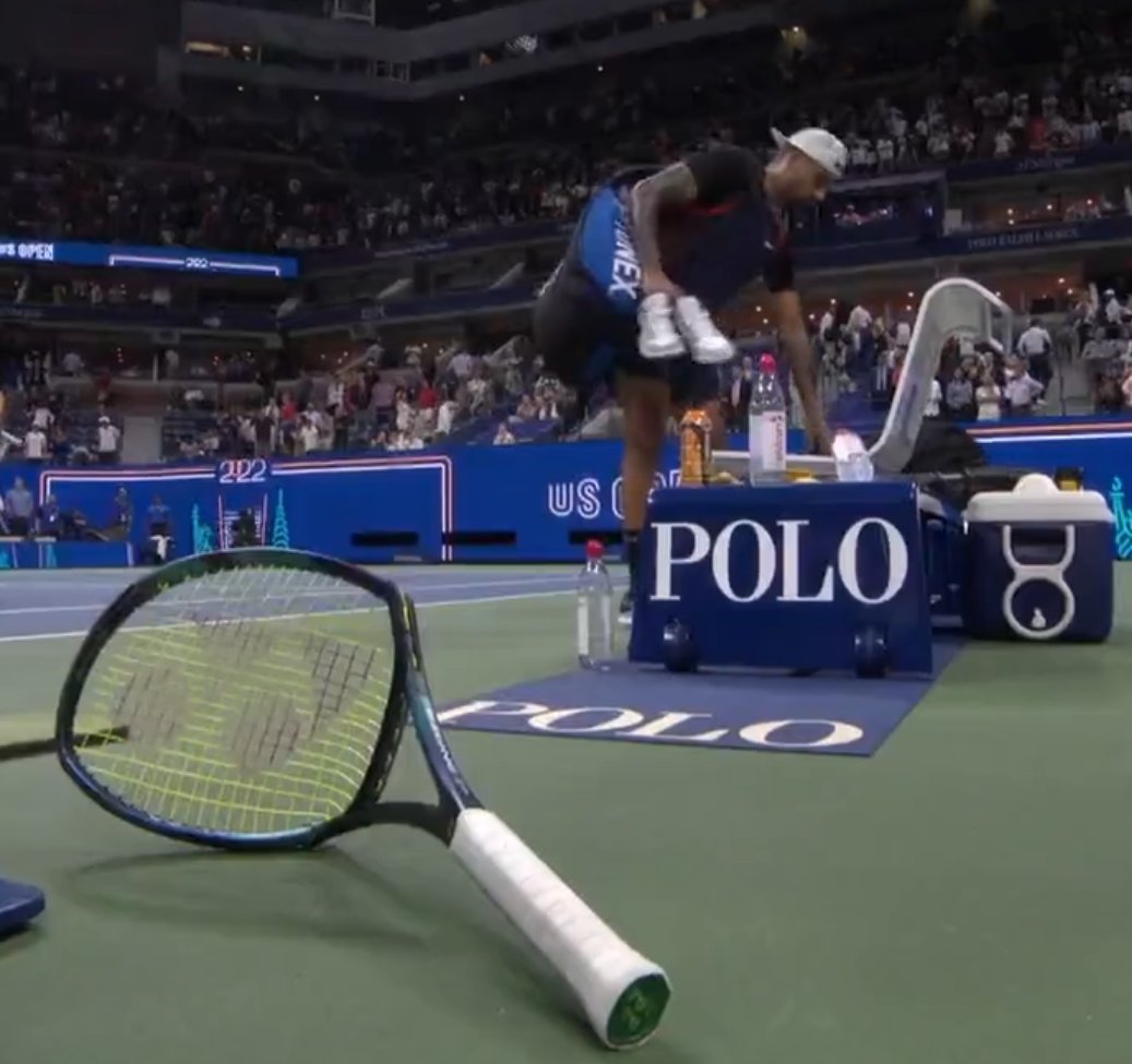 ClutchPoints's tweet image. A moment of silence for Nick Kyrgios' racket 🎾💥