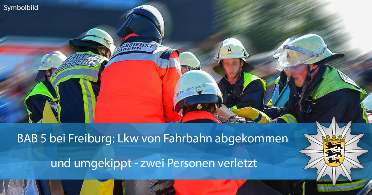 PolizeiFR's tweet photo. 🚛 #BAB 5 bei #Freiburg: #Lkw von Fahrbahn abgekommen und umgekippt - zwei Personen verletzt:
https://t.co/x6pTITXCEd
👉 Nach aktuellem Kenntnisstand soll der Fahrer des Lkw am Steuer eingeschlafen sein.
#wachbleiben #nichtmuedeanssteuer https://t.co/aRk3gx1adG