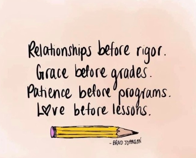 This sentiment isn't just important since the covid pandemic, it was just as important before, but we somehow had forgotten that effective education is relational