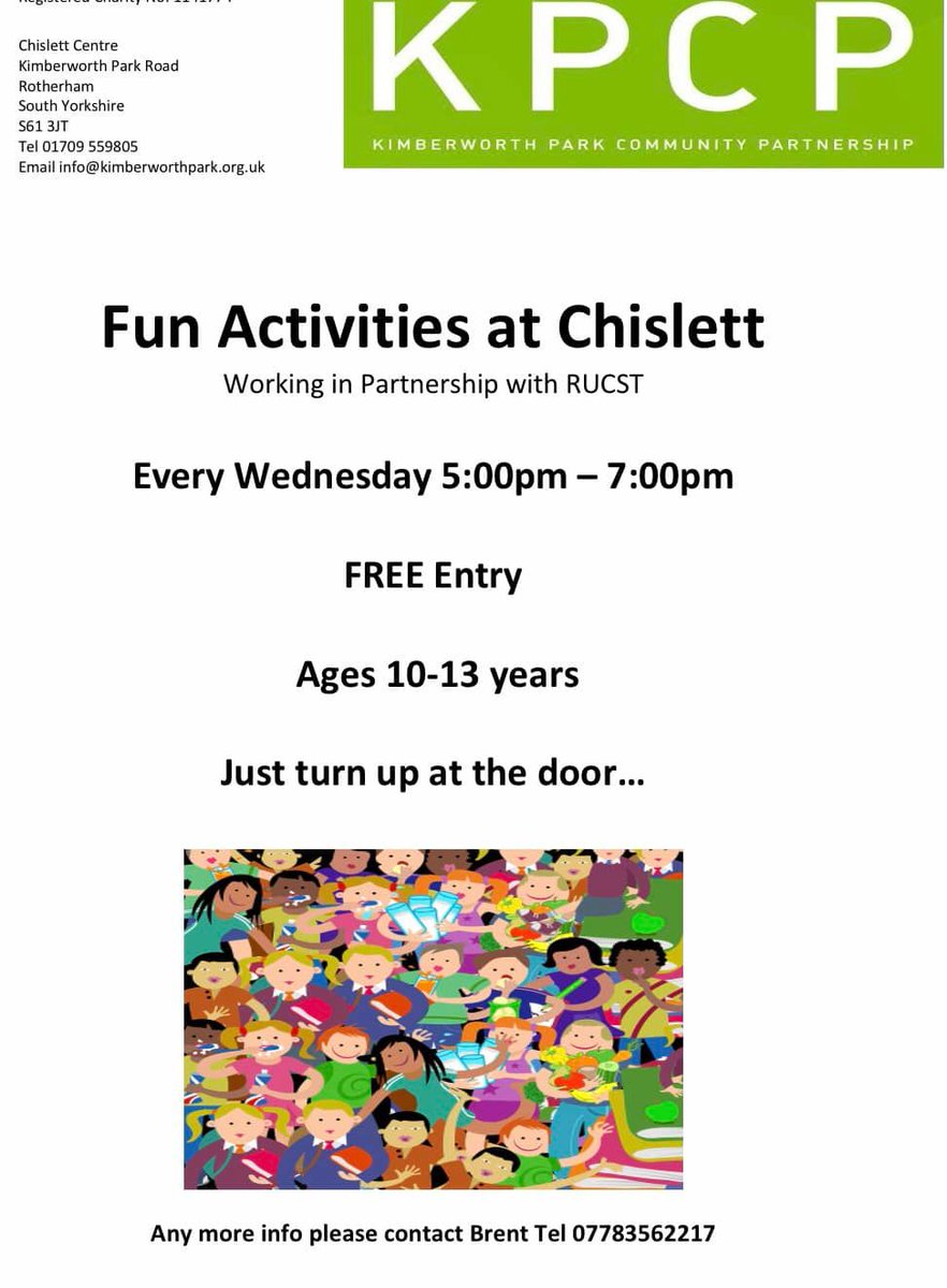 Youth group at Chislett Centre, working in partnership with RUCST

For Ages 10-13

Wednesday’s 5:00-7:00pm

Free Entry