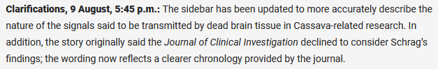 MattNachtrab's tweet photo. Journal of Clinical Investigation clears Hoau Wang paper after reviewing high resolution images and not finding the suspected problems by Schrag.  They chose not to investigate further.  Pillar added this as a "clarification" Aug 9th.  $SAVA was cleared by this journal quietly! https://t.co/3FY71lN5lp