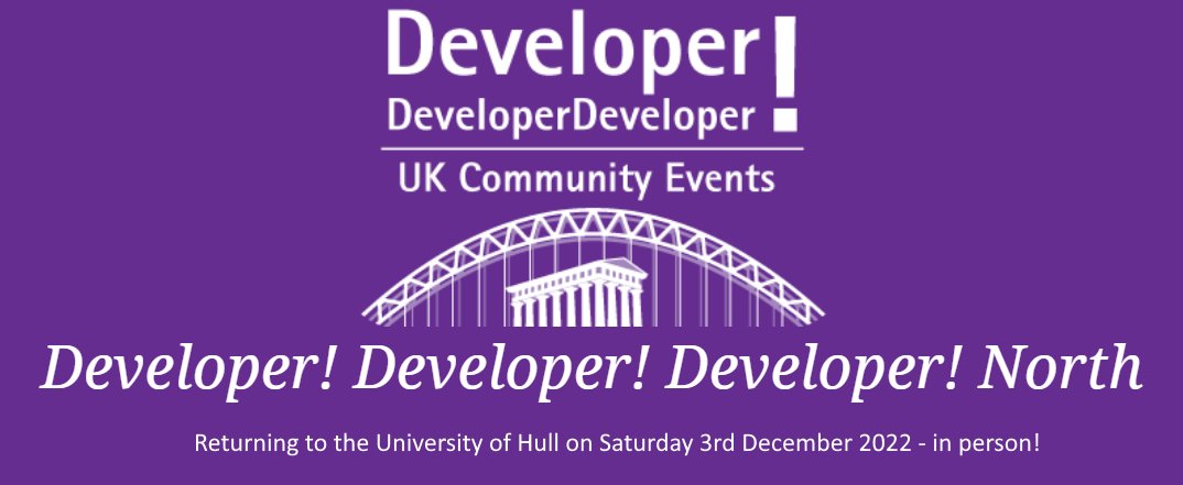 DDD North log with "Returning to the University of Hull on Saturday 3rd December 2022 - in person!"