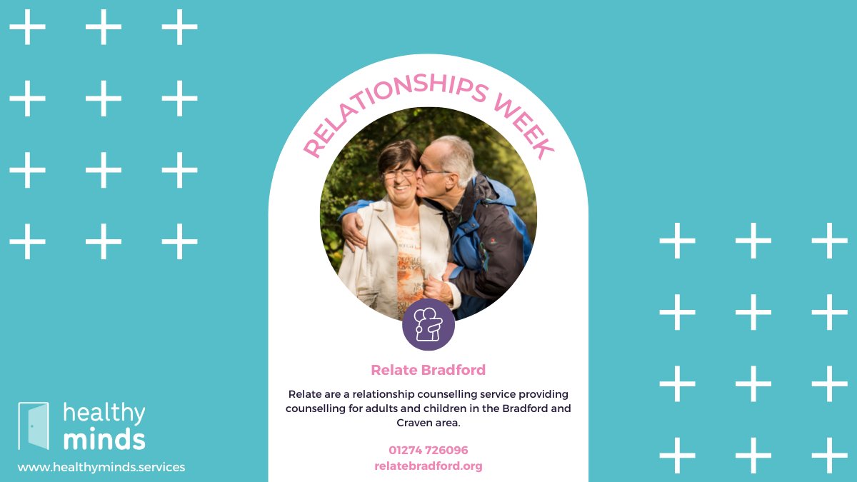 healthymindsbdc's tweet photo. Having relationships with others can be really fulfilling, but relationships can also be hard. If you're struggling with a relationship, it could be time to get some advice..
@RelateBradLeeds are a charity offering relationship counselling for everyone. #RelationshipsWeek https://t.co/ZUKalUBpJY
