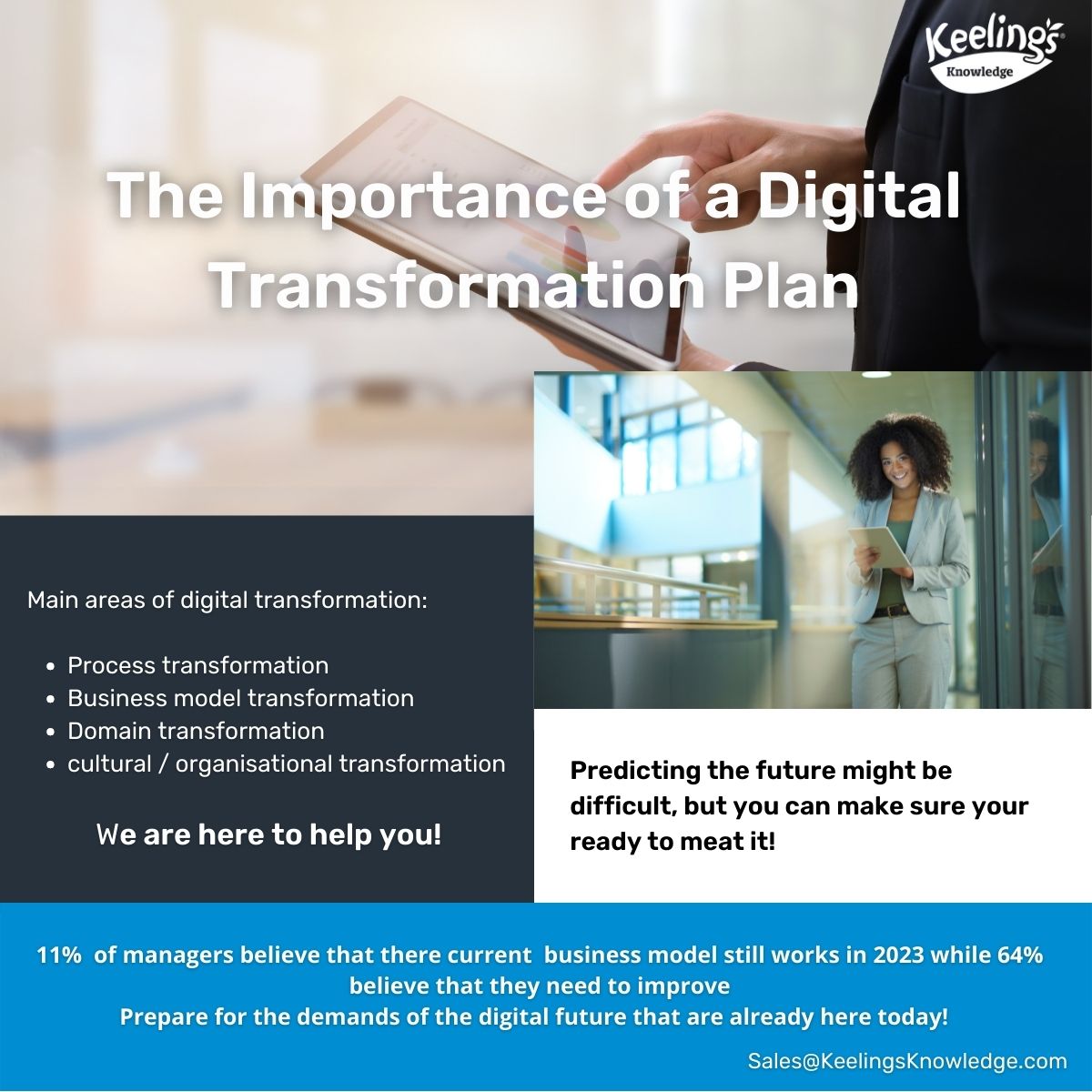 Previous #businessmodels are reaching the limits of their #growth. Hence, it is crucial to continuously rethink and adapt to #digital changes, in order to improve #efficiency and gain #marketadvantages. Our #solutions can be tailored to your #business. We are here to help you.