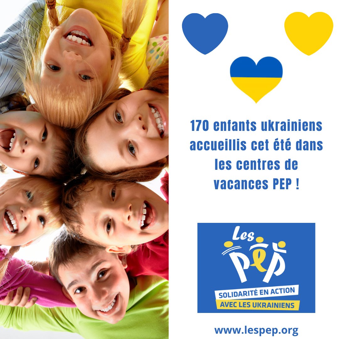 FGPEP's tweet photo. ⚠️Solidarité en action avec les Ukrainiens 🇺🇦

Cet été 170 enfants ont été accueillis en séjours de vacances 💙💛

Pour accéder au dossier de presse 👇
https://t.co/EoeTvmhd86 
#solidarité
#Ukraine https://t.co/o6VPyjh3lF