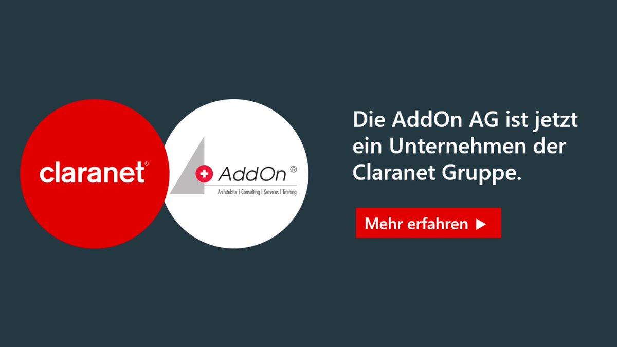 ClaranetAddon's tweet image. Gemeinsam Zukunft gestalten - AddOn wird Teil der Claranet Gruppe
Der Managed Service Provider @Claranet_DE hat die Übernahme der @AddOn_AG  und der AddOn Schweiz AG bekanntgegeben. Mehr Infos dazu lesen Sie hier: bit.ly/AddOnNews

#News #Claranet #AddOnAG #bettertogether