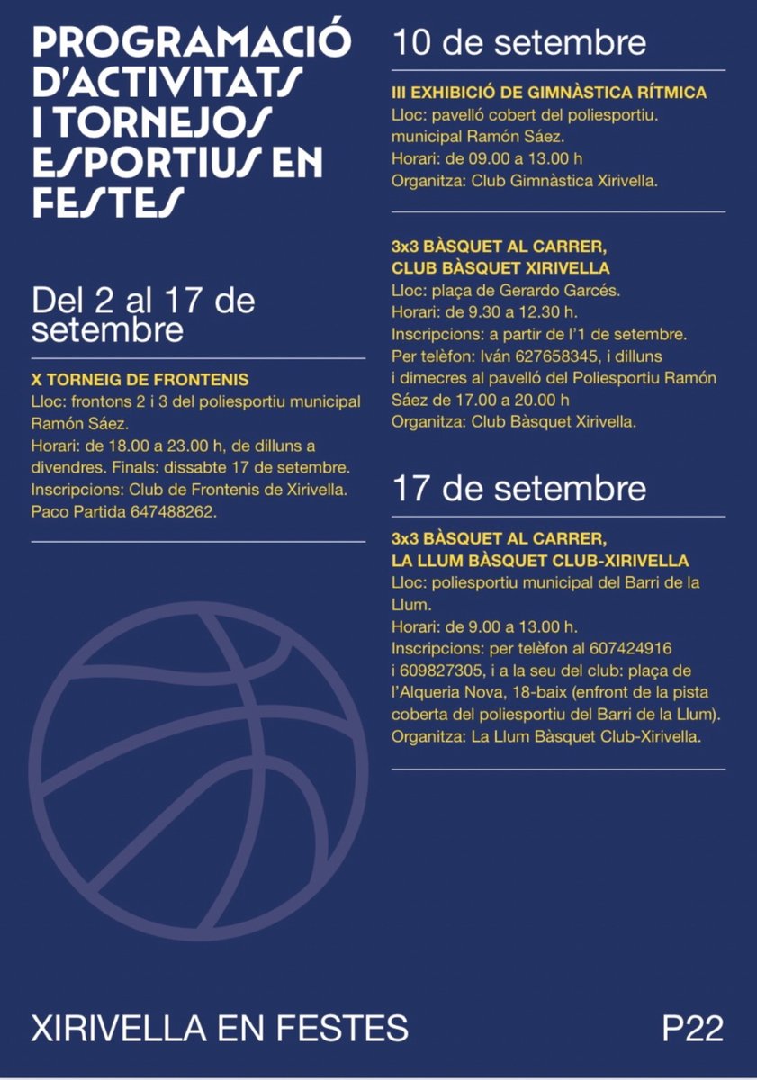 lallumbc's tweet photo. CAS 👉🏻 @lallumbc y @AjXirivella organizan una nueva edición del #3x3XirivellaEnFestes

VAL 👉🏻  La Llum Bàsquet Club - Xirivella y l’ Ajuntamentde Xirivella organitzen una nova edició del #3x3XirivellaEnFestes

PD: No os preocupéis, que lo mejor está por venir…👀 https://t.co/jWrcx3Z4KB