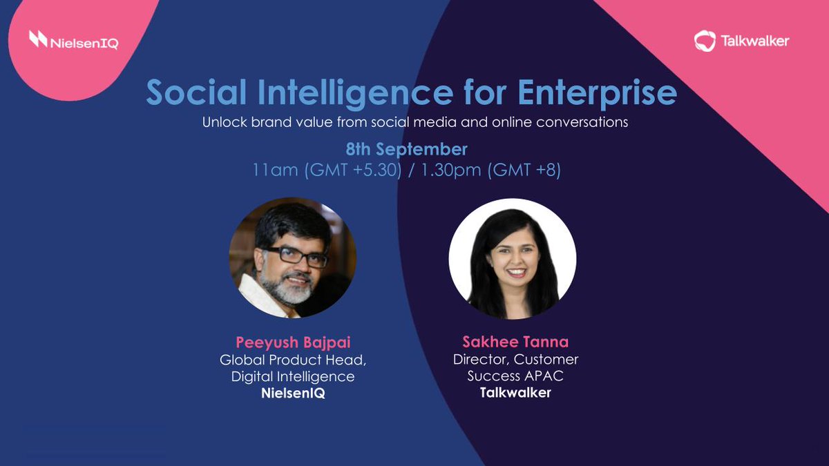 Join <a href="/Talkwalker/">Talkwalker</a> and <a href="/NielsenIQ/">NIQ</a> tomorrow to find out how large consumer brands are deploying Social Intelligence for Enterprise #SIforEnterprise!

8 Sep📅11am (GMT +5.30) / 1.30pm (GMT +8)
Save your seat here ➡️ bit.ly/3wOTUsv

#SocialListening #ConsumerIntelligence #AMA
