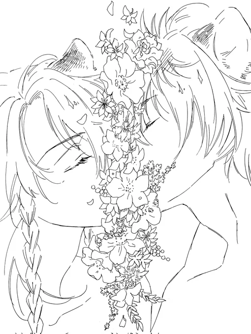 男子高校生とお花(植物)は夢見がちすぎるかなと思ってたんまにしか描かないでいたけど割りといけいけどんどんで描いてよくなったので嬉しい。 