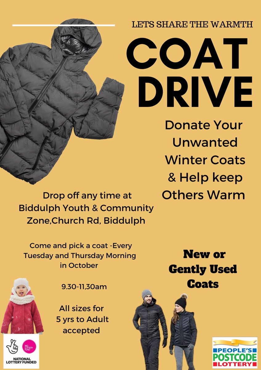 With costs rising, keeping warm shouldn't be a luxury! Throughout October we will be doing a coat drive to help those in need.  
We kindly ask for donations of new or gently worn coats in the run up to October. 
Pop in The Zone Mon-Friday 10am - 2pm.
Thank you 🙏
#BYCZ #coatdrive