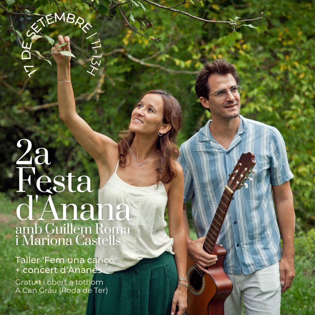 cardantcultura (@cardantcultura) on Twitter photo 🥳FESTA D'ÀNANA🎶
El 17 setembre a les 11h Ànana celebrarà la seva segona festa amb una trobada musical per adults i infants que constarà del taller creatiu "Fem una cançó" i un concert d'ànanes.
La festa és oberta a tothom i gratuïta.
Apunta't-hi: ananamusica.com/ca/2a-festa-da… 🥳FESTA D'ÀNANA🎶
El 17 setembre a les 11h Ànana celebrarà la seva segona festa amb una trobada musical per adults i infants que constarà del taller creatiu "Fem una cançó" i un concert d'ànanes.
La festa és oberta a tothom i gratuïta.
Apunta't-hi: ananamusica.com/ca/2a-festa-da…