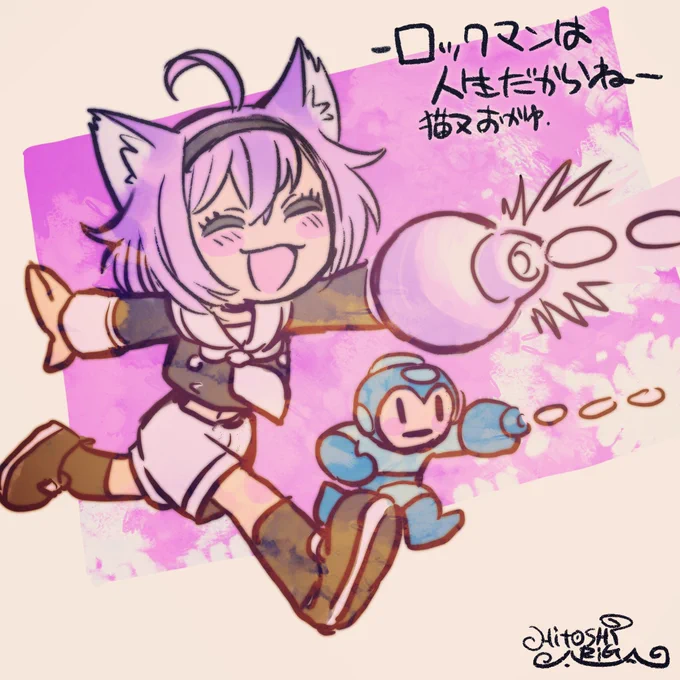 おかゆん仕事しながら色々YouTubeはしごしながら流して偶然歌枠を聴いてたら自分のこと言われてメガミックス読んでくれてたとのことでびっくりしてTwitter見に行ったらフォローしてくれてたので速攻フォロバしてそれからVTuberさん達を意識して観るようになったので私には恩猫なのです#絵かゆ 