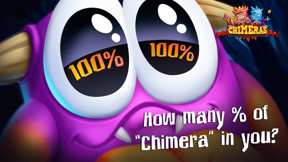 ChimerasGame's tweet photo. 🎃 Chimeras Mode…
…𝙻𝚘𝚊𝚍𝚒𝚗𝚐…
█████████████]𝟿𝟿%

Psst…how many % of “Chimera” in you? 
Answer in comments 💌

🏆 𝗰𝗿𝗲𝗮𝘁𝗶𝘃𝗶𝘁𝘆 𝘄𝗶𝗹𝗹 𝗯𝗲 𝗿𝗲𝘄𝗮𝗿𝗱𝗲𝗱🏆 

#NFT #p2e #CHIMs #Binance https://t.co/XkBgLKH0g7