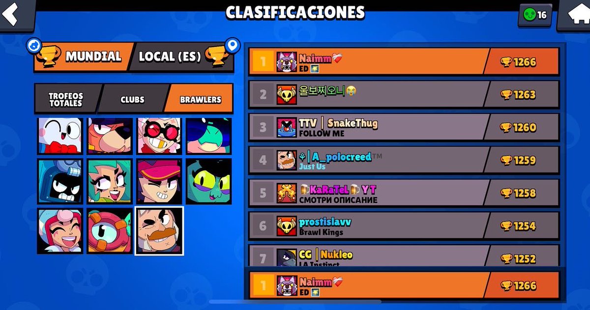 Sam r35 y top 1 Global👊🏽🖤
#BrawlStars