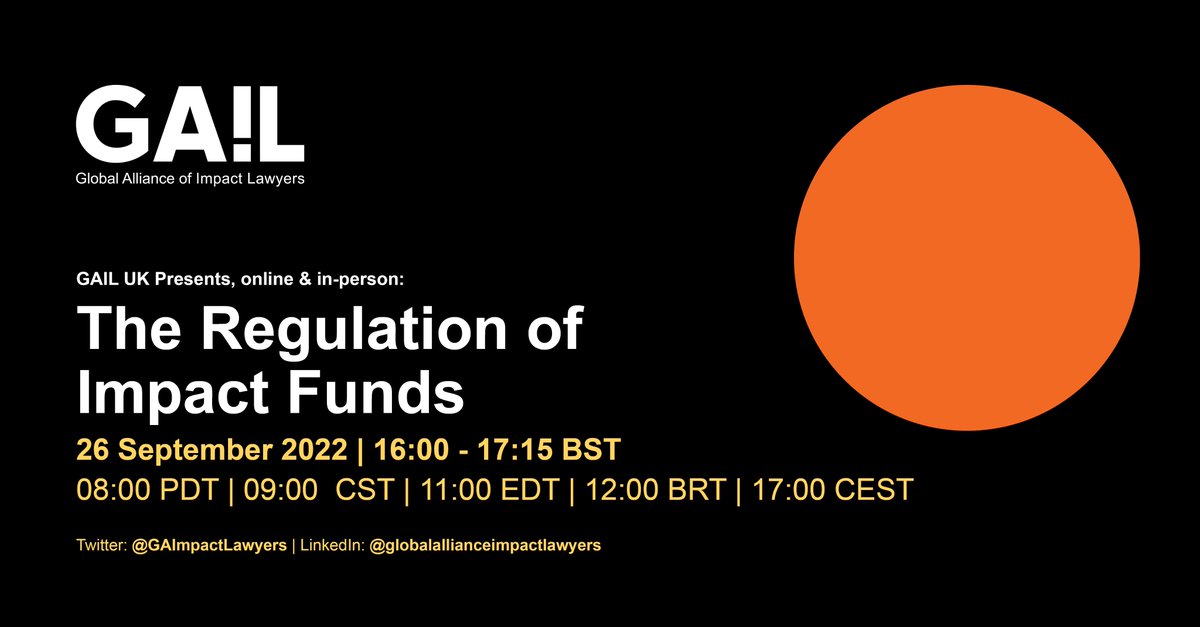 📢 ANNOUNCING PANEL 1 at GAIL Mid-Year Global Event The Role of Lawyers in a Just Transition bit.ly/3c3HGFd

<a href="/SimonWitney/">simon witney</a> moderates this expert panel as they discuss various proposals to regulate or label impact funds
❗REGISTER HERE: bit.ly/3cuiYOJ

#GAILEvents