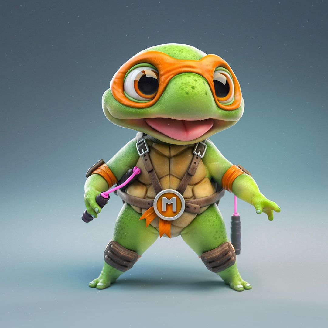 creapills's tweet photo. Les tortues Ninja version bébé par l’artiste digital Mickael Lelievre. Adorables 🤌 https://t.co/KSnfVfDm6c