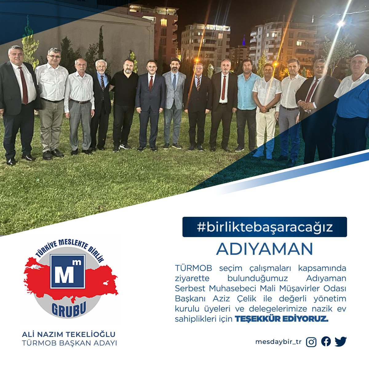 TÜRMOB seçim çalışmaları kapsamında ziyarette bulunduğumuz Adıyaman Serbest Muhasebeci Mali Müşavirler Odası Başkanı Aziz Çelik ile değerli yönetim kurulu üyeleri ve delegelerimize nazik ev sahiplikleri için TEŞEKKÜR EDİYORUZ.
#TÜRMOB #SMMM #YMM #adıyaman #adıyamanymmo
