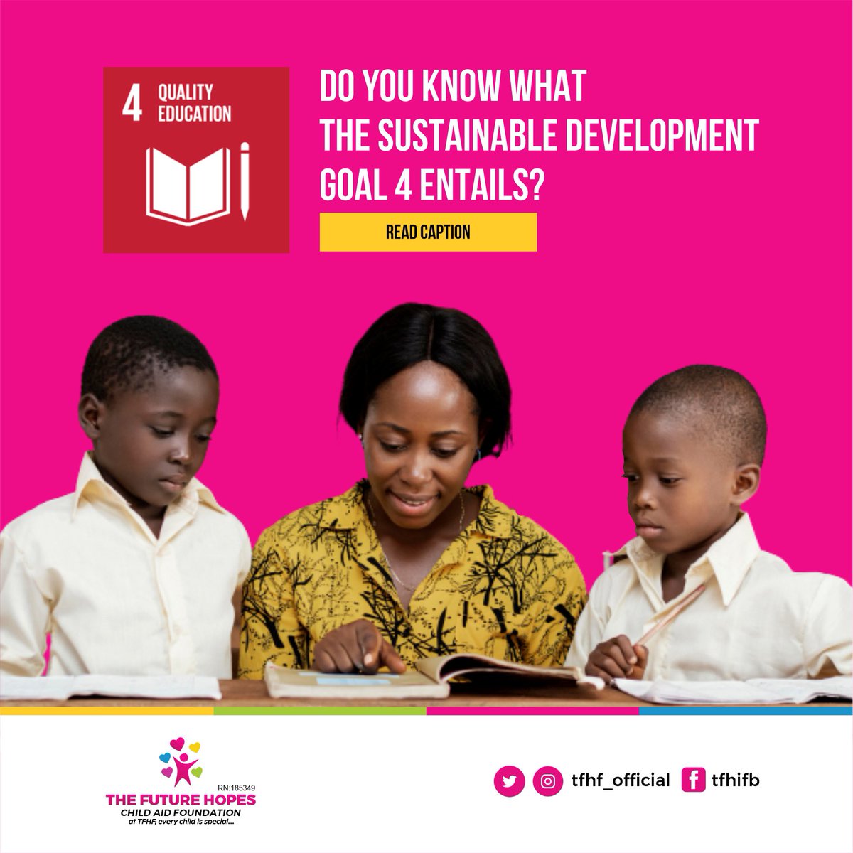 The SDG goal 4 Quality education aims to provide children and young people with quality and easy access to education which is so essential in our society in other for us to be able to meet the global standard and create a fulfilling future for all and sundry.