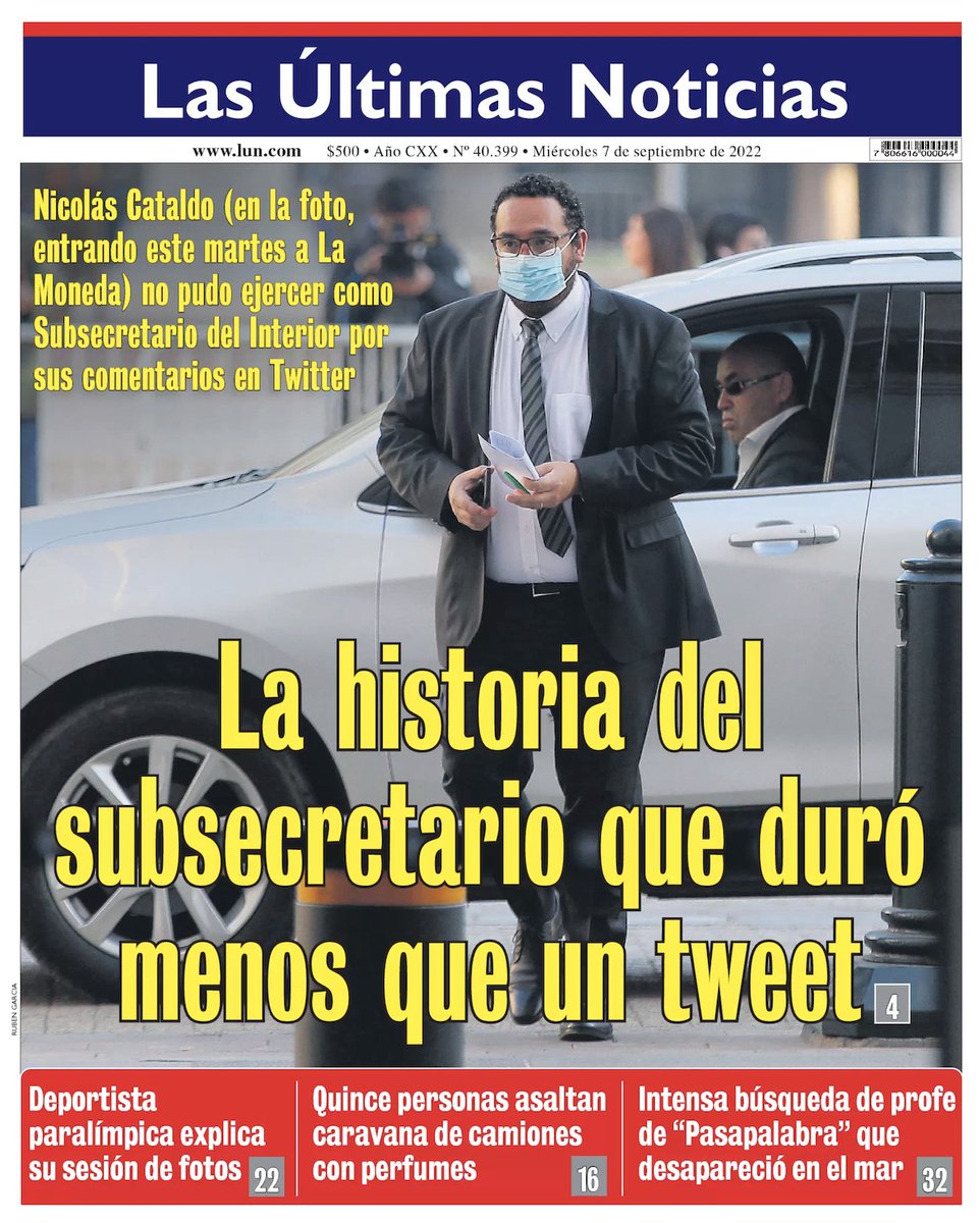 ojodelmedio's tweet photo. 🧵Cuando un subsecretario de Boric se cae es portada al día siguiente.
Cuando un ministro de Piñera se cae (Mauricio Rojas, ago2018), el diario espera algunos días y entrevista al presidente para que sea él quien narre la historia. https://t.co/lTHI87a4z9