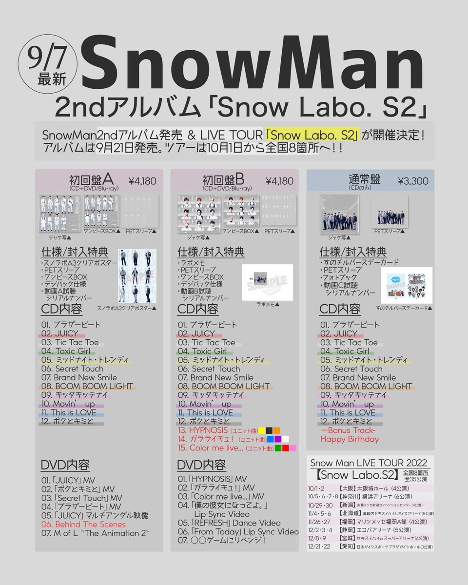 スノラボ🧪まとめ 購入者特典が発表✨ 初A: A3クリアポスター 初B