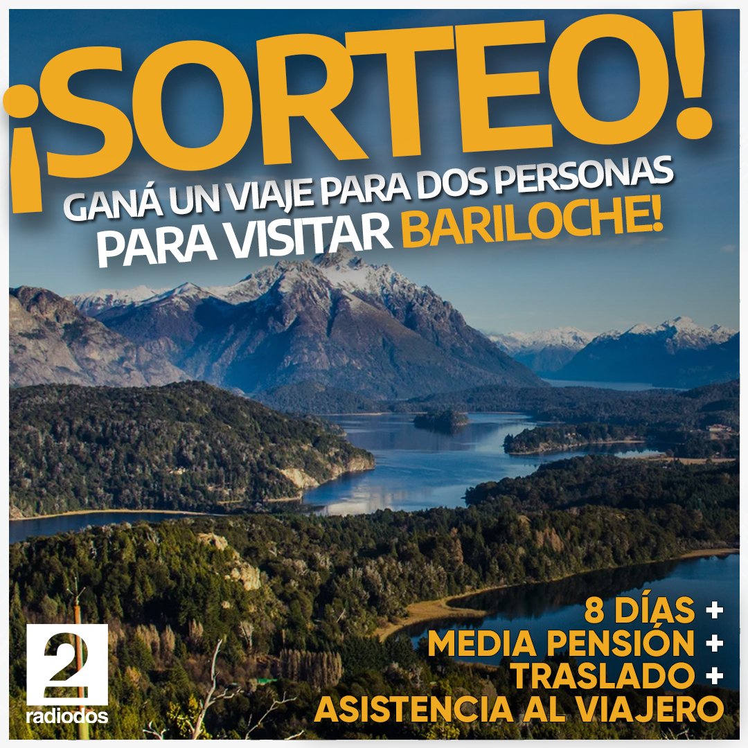 😱🏔 ¡SUPER SORTEO! 🙌🏻🤩

👏🏻 #Radio2 te lleva a San Carlos de Bariloche 🙌🏻

🙋🏻‍♂️ ¿Cómo participar?

✅ Seguinos <a href="/radio2rosario/">Radio2 AM1230</a>.
✅ Dale "Me Gusta".
✅ Dale RT.

¡No te quedes afuera!

#Radio2 #Sorteo #Bariloche #SanCarlos #Viaje