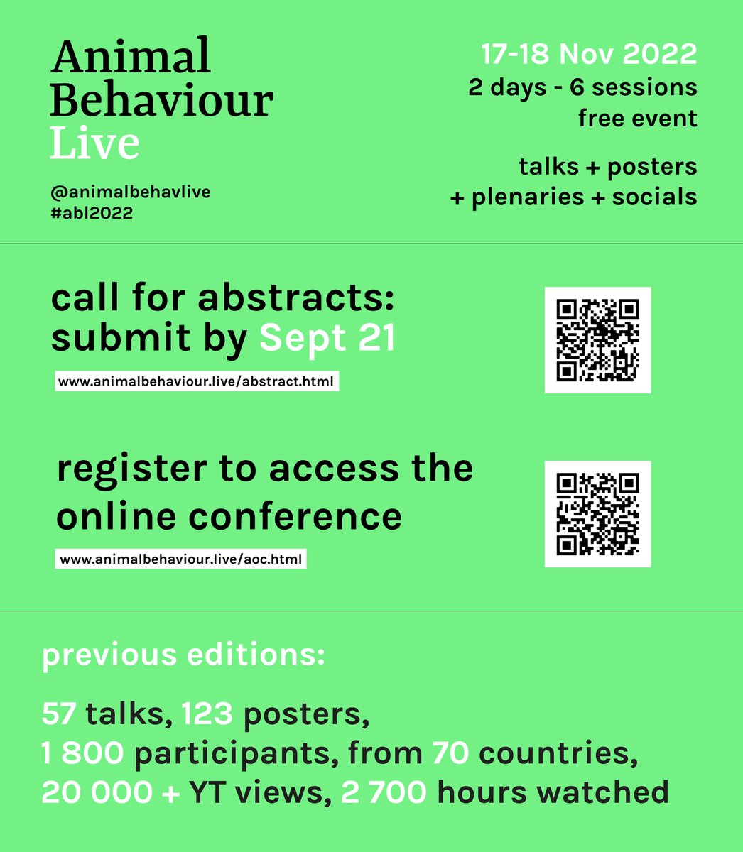 #ABL2022 Abstract submission deadline extension! Due to popular demand we have extended the abstract submission deadline to <September 21>, so you still have a few more days to submit an abstract at: forms.gle/yhcXhit94EChWS…