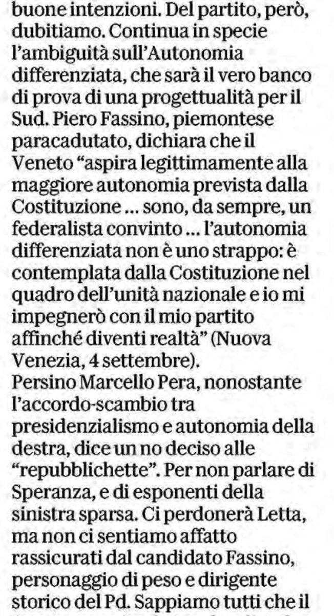 profgviesti's tweet photo. Su Repubblica Napoli Massimo Villone ricorda le ambiguità del PD sull’autonomia regionale differenziata e in particolare la netta presa di posizione a favore di Piero Fassino https://t.co/KyekgZUM8z