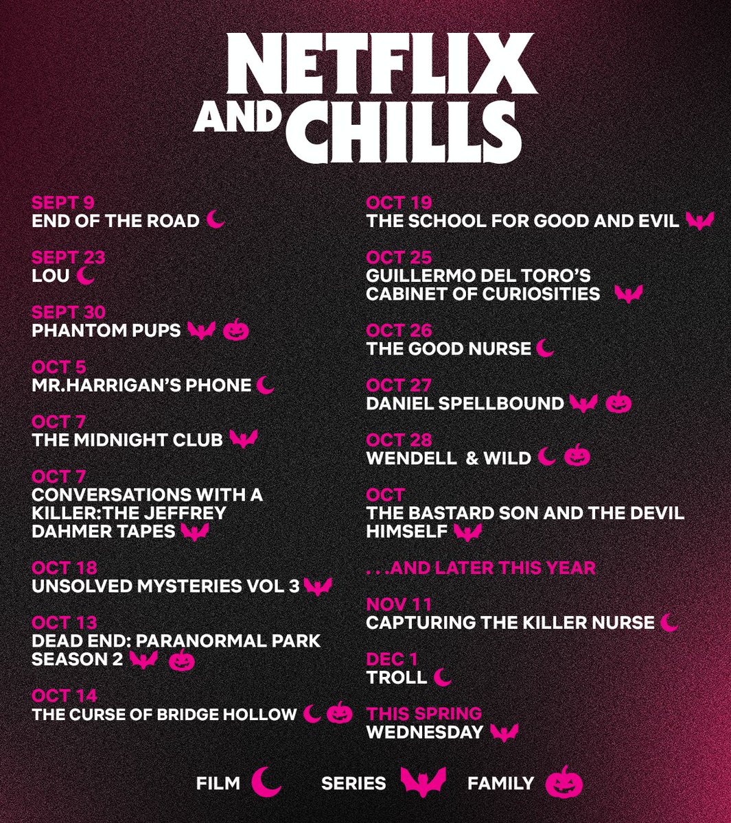NetflixANZ's tweet photo. Spooky Season is on its way 👻 And we've got a KILLER lineup... #netflixANZ #spookyseason https://t.co/zdclvuPnq4