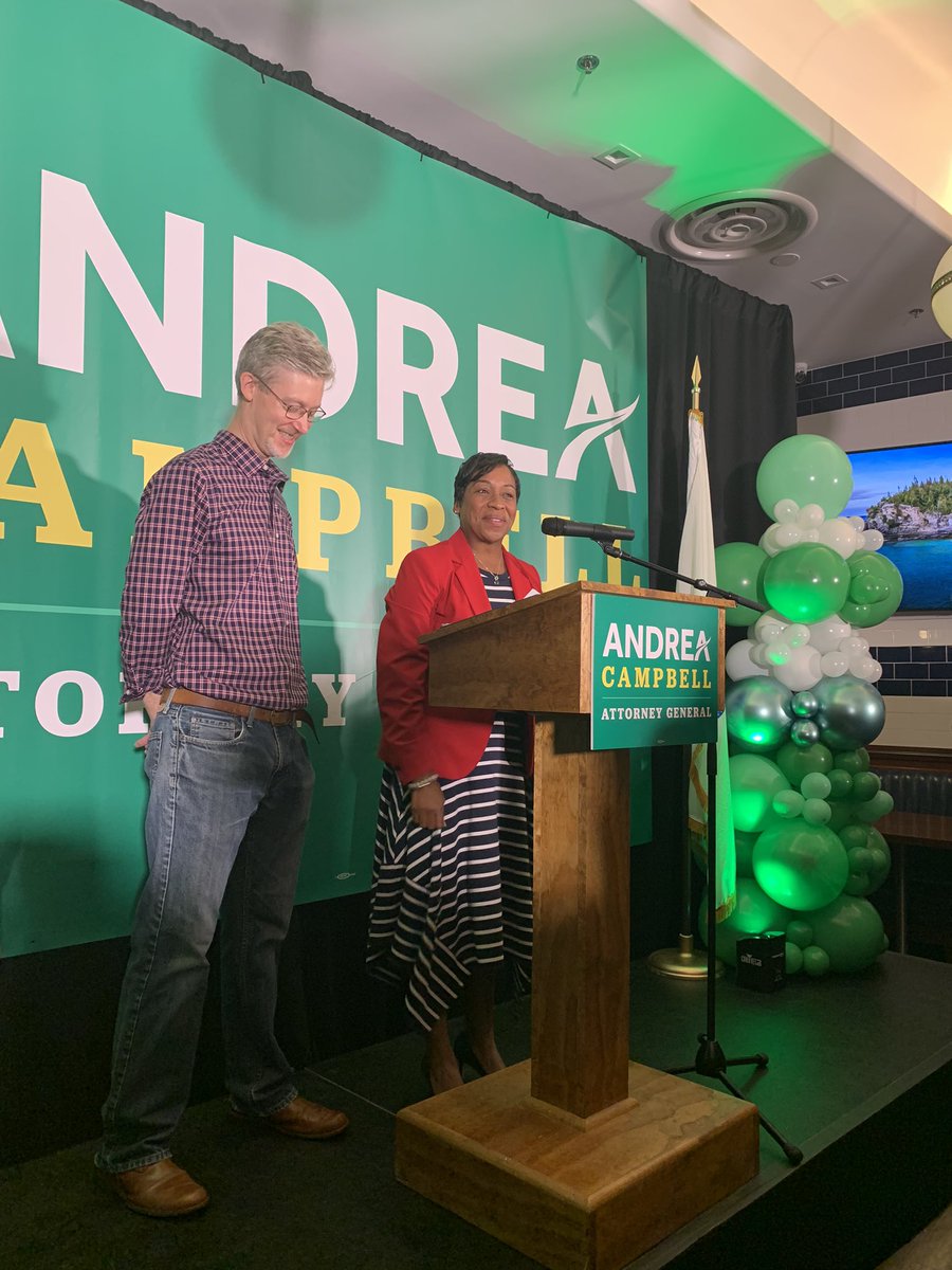 kerithompson's tweet photo. She did it. You are looking at the future Attorney General of Massachusetts. #acforag #teamcampbell #mapoli @AndreaForAG https://t.co/SrGLUtG6jn