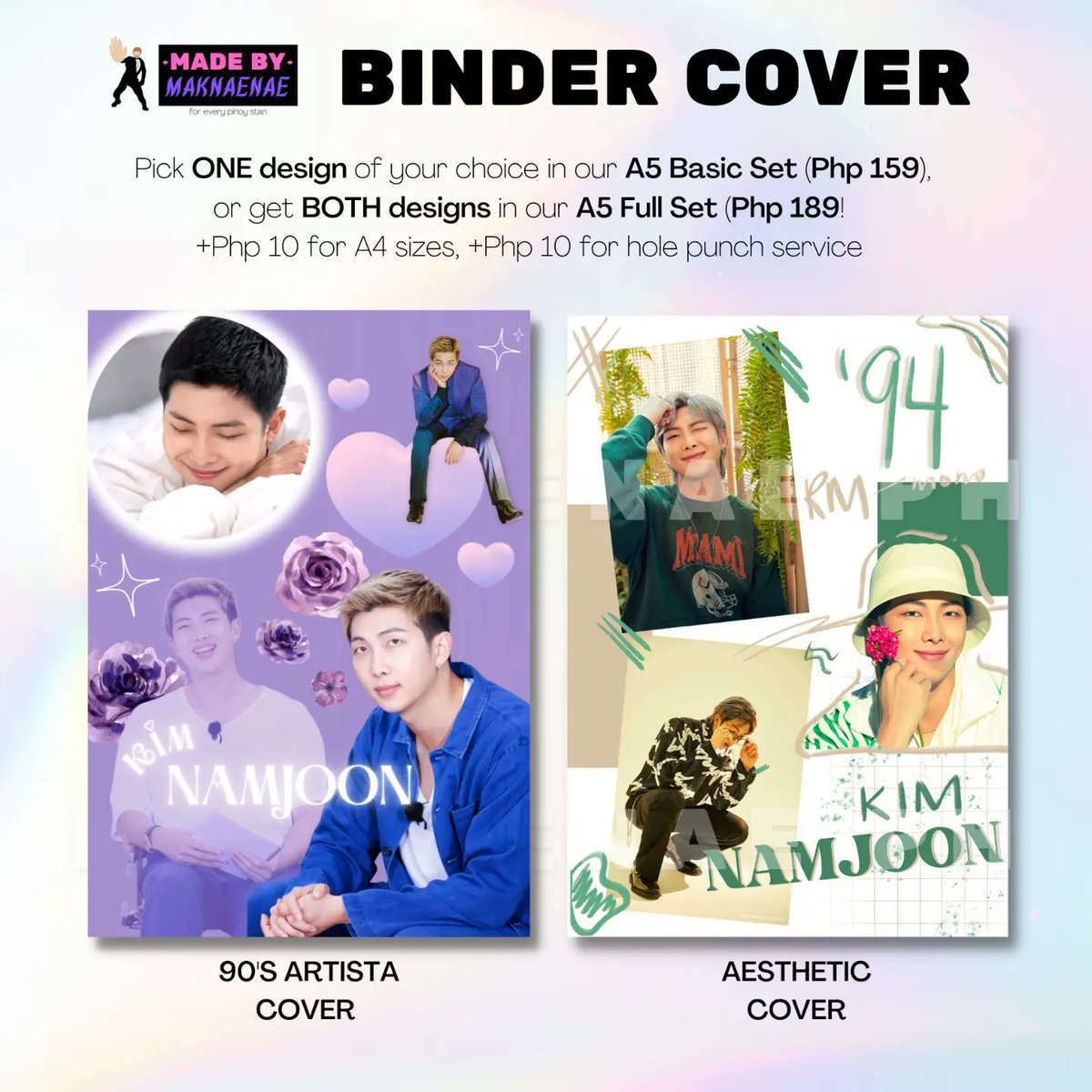maknaenaeph's tweet photo. We can't wait to celebrate Namjoon's birthday with you, besties! 🥳 Get a kit complete with a binder cover/poster, sticker sheet, and OT7 holo pc, starting at Php 159 only 💜 https://t.co/HnjxuEvA9a 😍 #MaknaenaePH #Namjoon 

wts lfb ph rm fan kit https://t.co/gFNJMotfJP