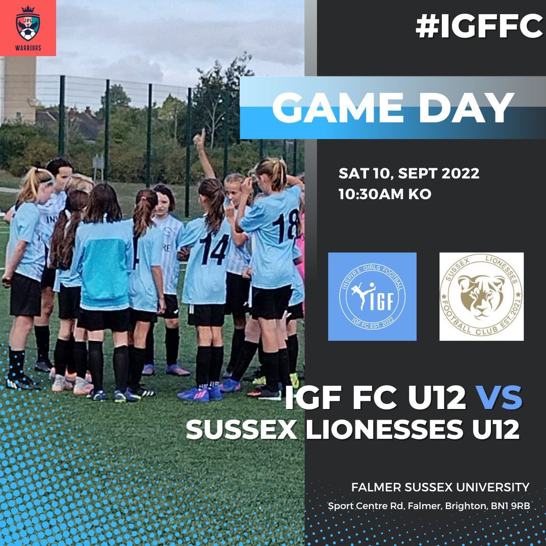 First game of the season for <a href="/IGFFCU12/">IGA u12s</a> in the <a href="/JPL_WARRIORS/">JPL Warriors 🛡️</a>  against a strong <a href="/sussexlionesses/">Sussex Lionesses FC</a> 

Let's go! @IGF_FC <a href="/InspireGirlsLtd/">Inspire Girls Football</a>  <a href="/HampshireFA/">Hampshire FA</a>