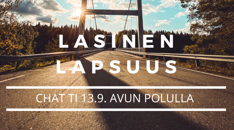 Syyskauden ensimmäisessä chatissa puhutaan siitä, missä vaiheessa itse kukin kulkee avunsaannin polulla. Aikuisten kesken.

Lämpimästi tervetuloa uudet ja vanhat tutut chattaajat ❤
lasinenlapsuus.fi/info/ajankohta…

<a href="/aklinikkasaatio/">A-klinikkasäätiö</a>