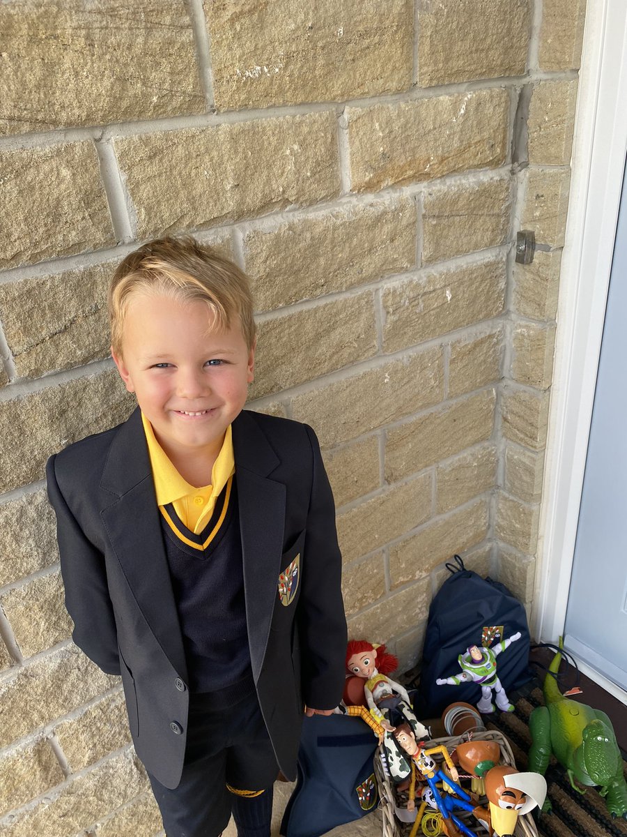 Crookysbubbles's tweet photo. Our beautiful boy starts year 2 today. Of course Woody and Buzz were waiting to see him off. We love you so much darling, and are so proud @PaulCrook1234 @PrePrepWGSF ❤️❤️❤️ https://t.co/YGwsLaegah