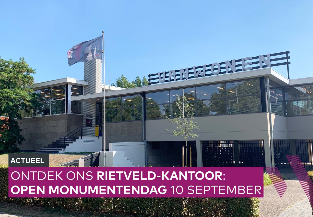 Actueel | Zaterdag 10 september openen wij de deuren van ons Rietveld-kantoor in Zwolle, voor alle belangstellenden tijdens <a href="/OpenMonumentdag/">VriendenLoterij Open Monumentendag</a>. Wij laten onze bijzondere werkplek graag van 10.00 uur tot 17.00 uur zien. 
#wijzijnvanwonen #openmonumentendag #zwolle <a href="/Gemeente_Zwolle/">Gemeente Zwolle</a>
