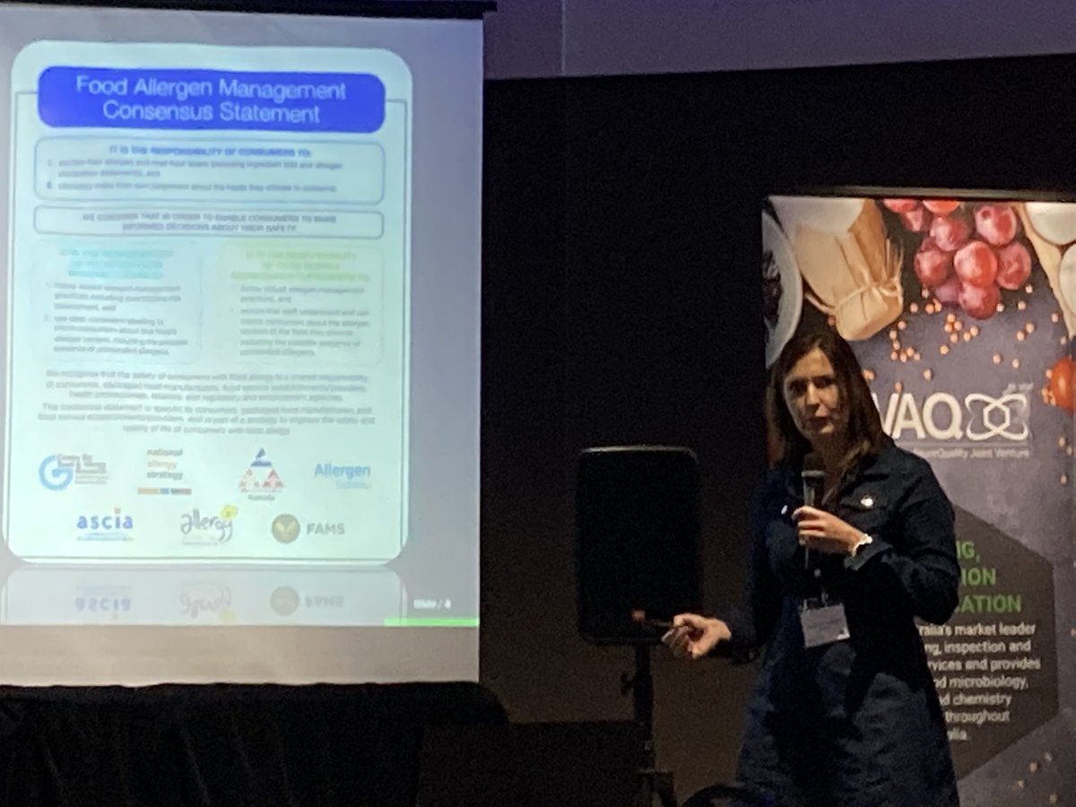 Robinsherlock's tweet image. Last presentation at #FIAQ2020 . Jasmine Lacis Lee - president of the Allergen Bureau talking “ All things Allergens - it’s a rapidly changing space but Australia leads . @SFPQ @AllergenBureau